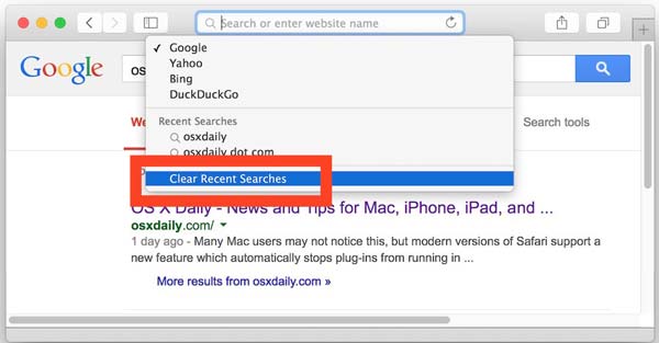 Tøm søkehistorikk Safari Mac
