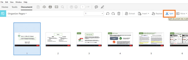 Cliquez sur l'option de fractionnement