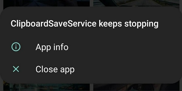 Clipboardsaveservice continua parando