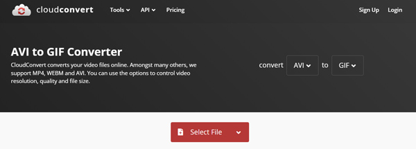 Convertisseur Cloudconvert Avi en Gif