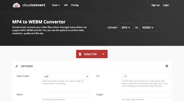 CloudConvert MP4 zu WebM