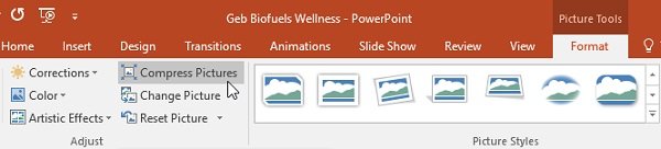 Сжать изображения Powerpoint 2010