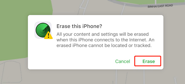 Bestätigen Sie Eraser iPhone in iCloud