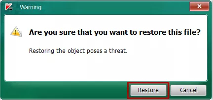 Confirm Restore Action