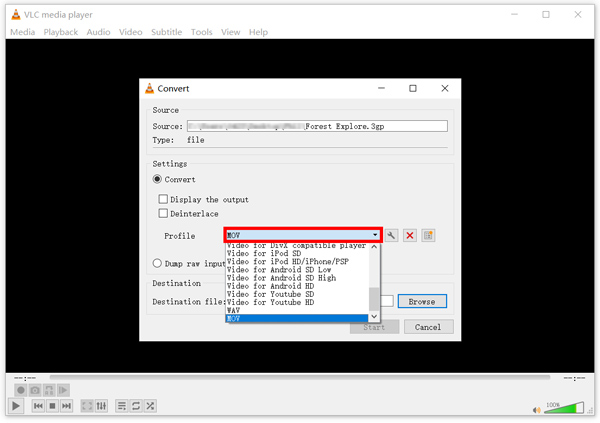 Convertir 3gp en MOV gratuit dans Vlc