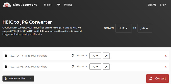 Convertir Heic en Jpg en ligne Cloudconvert