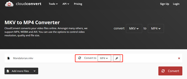 Convertir MKV en MP4 gratuitement en ligne CloudConvert