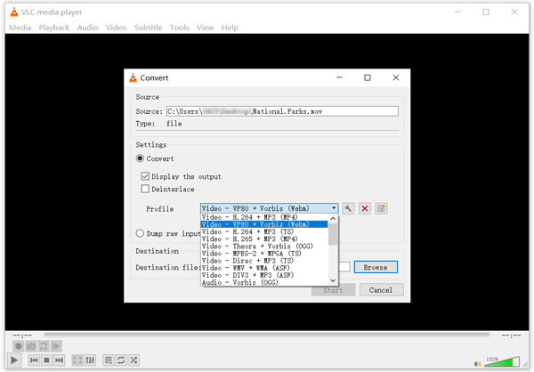 Converter Mov para Webm em Vlc