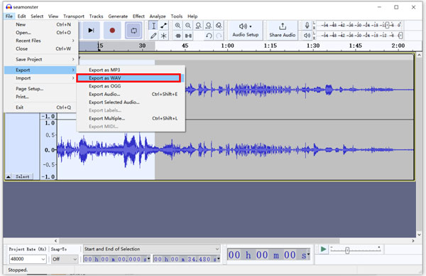 Convertir Mp4 en Wav Audacity