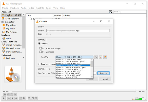 Converti Mpg in MP4 Free Vlc