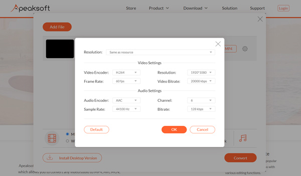 Convert Mpg to MP4 Online Apeaksoft