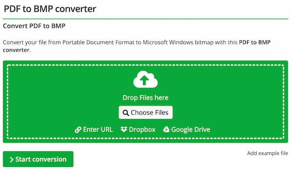 Konverter PDF til BMP Online Converter