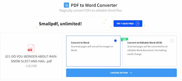 Convertir un PDF en Word en ligne