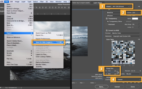 Converteer video naar gif in Photoshop