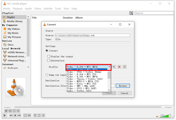 Convertir Vob a MP4 gratis en Vlc