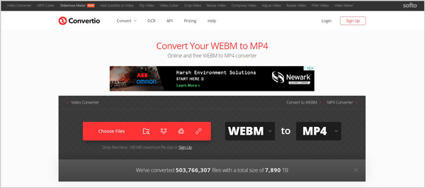 Konverter WebM til MP4 Free Online