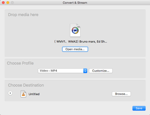 Converteer wmv naar mp4 op mac met vlc