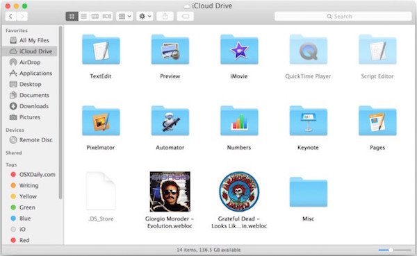 Скопируйте файлы на Icloud Drive с Mac