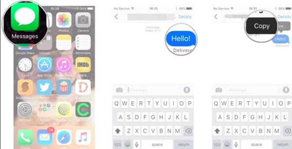 Copier les messages texte sur iPhone