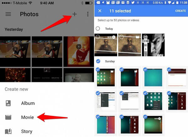 Crear película de Google Photos