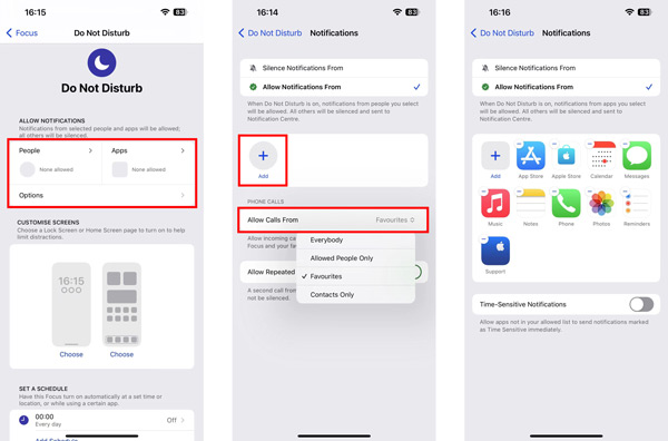 Configuración personalizada de No molestar en iPhone