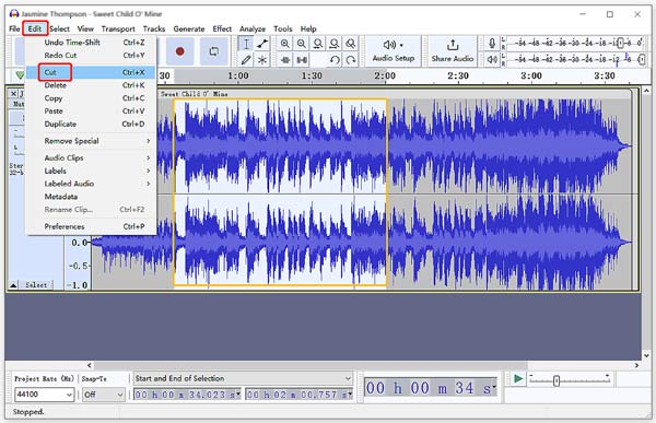 Audacity'de Sesi Kesin