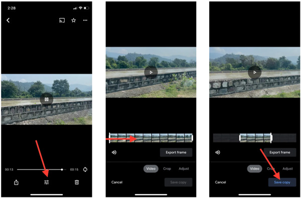 Couper une vidéo MP4 à l'aide de Google Photos