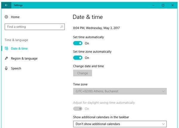 Date Heure Paramètres de langue