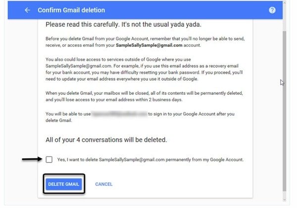 Delete a Gmail Account