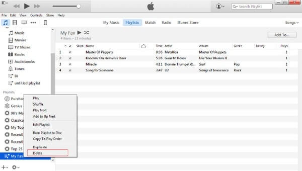 Slett en spilleliste på iTunes 11