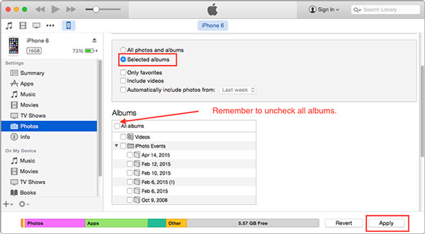 Eliminar álbum a través de iTunes