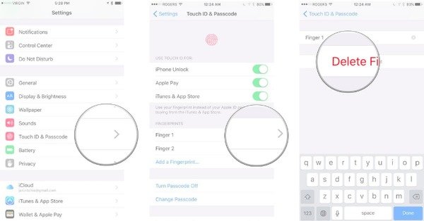 Удалить и повторно добавить отпечатки пальцев Touch ID