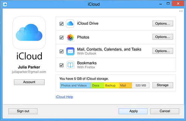 Delete apps from iCloud (Windows)