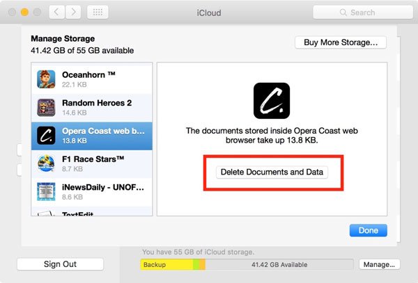 Excluir aplicativos do iCloud (Mac)