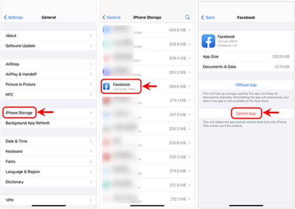 Supprimer l'application pour vider le cache Facebook