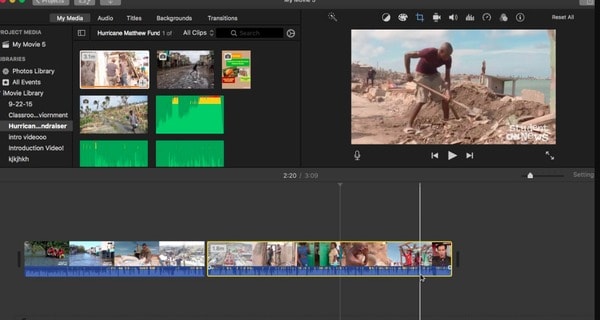 Удалить клипы на iMovie