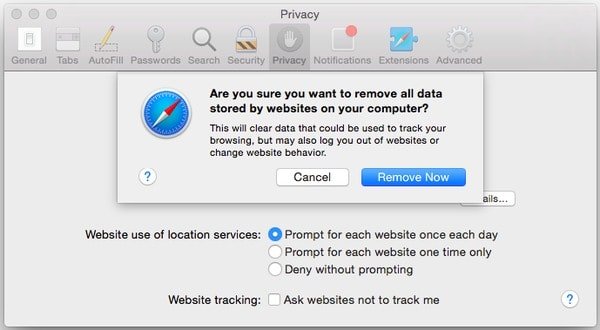 Supprimer les cookies dans Safari sur Mac