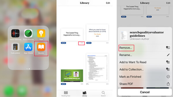 Eliminar PDF en iPad / iPhone