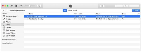 Delete duplicates in iTunes