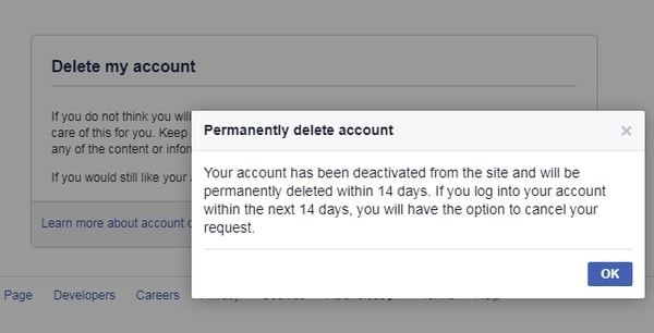 Supprimer un compte Facebook