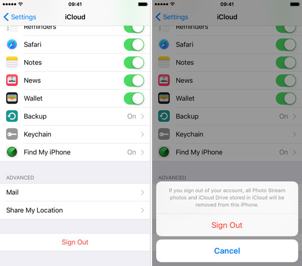 Slet iCloud Email-konto