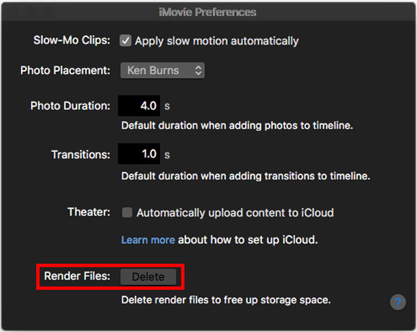 iMovie Render Dosyalarını Sil