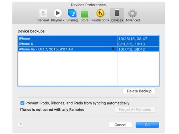 Supprimer iTunes Backup sur Mac