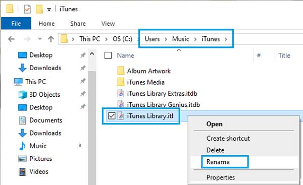 Törölje az iTunes Library PC-t