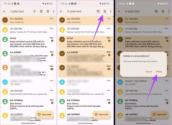 Birden Çok Sohbeti Sil Android