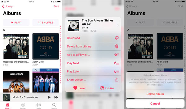 Supprimer des albums de musique iPhone