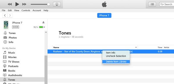 Verwijder iPhone Ringtones via iTunes