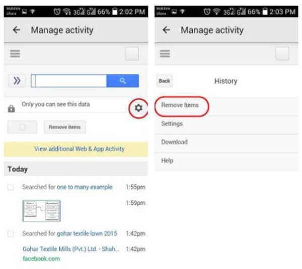 delete search history on android phone