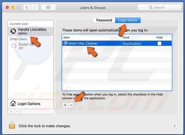 Удалить логин Smart Mac Cleaner