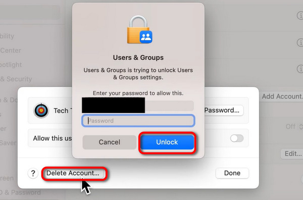 Удалить обычного пользователя Mac